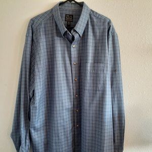 Jos. A. Bank White/blue Coll Tailored Fit Button-Down Collar Plaid Sport shirt